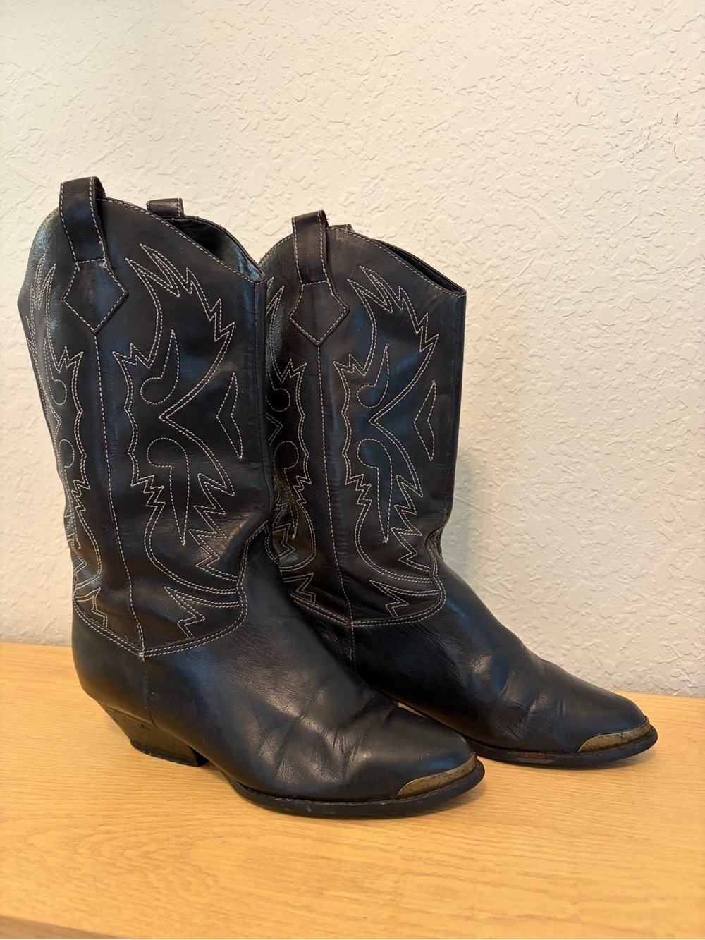 Vintage 80’s Chandler’s Women's Black Western Heeled Steel Toe Cowboy Boots